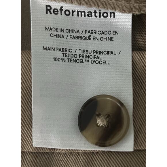 REFORMATION Mason Pants •Women 4 PETITE•Wide Leg Trouser Office Pleated Tan $178 - Picture 11 of 12